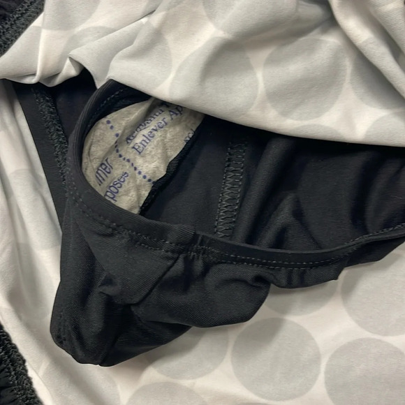 La Blanca Black and White Polka Dot Swim Bottom Skirt Size 12 NWT Ruched Tie - Picture 4 of 7